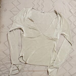 Free People Shimmering Cream Blouse
